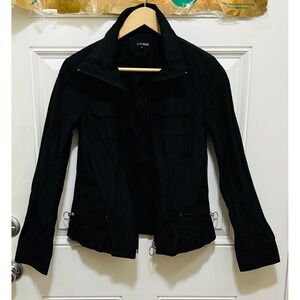 600 West Black Lightweight Jacket‎ Full Zip Collared Utility Style Women